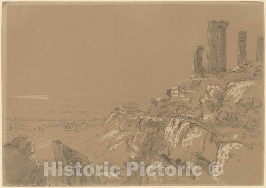 Art Print : Thomas Cole, Temples of Juno, Lucina, and Concordia - Agrigentum, Sicily, 1842 - Vintage Wall Art
