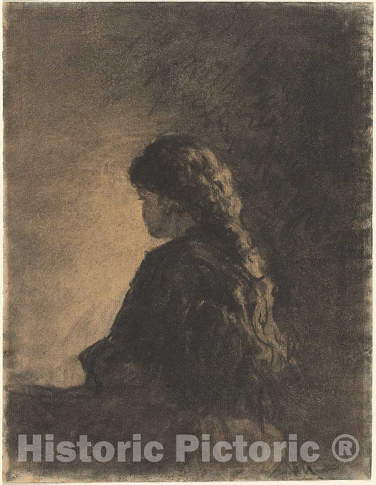 Art Print : William Morris Hunt, Seated Girl, c. 1875 - Vintage Wall Art