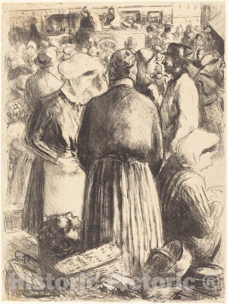 Art Print : Camille Pissarro, Market at Pontoise (Marche a Pontoise), c. 1895 - Vintage Wall Art
