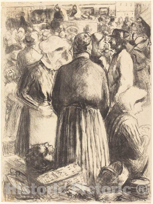 Art Print : Camille Pissarro, Market at Pontoise (Marche a Pontoise), c. 1895 - Vintage Wall Art