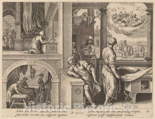 Art Print : Galle After Jan Van der Straet, The Vision of Saint Peter - Vintage Wall Art