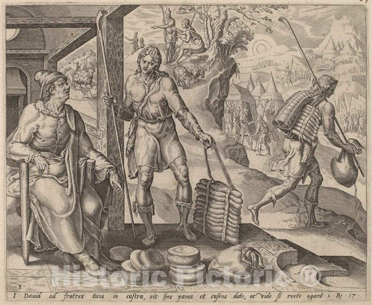Art Print : Maerten Van Heemskerck, Jesse Sending David to The Camp, c.1556 - Vintage Wall Art
