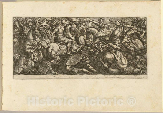 Art Print : Antonio Tempesta, Cavalry Charge with Soldiers and Horses Trampled - Vintage Wall Art
