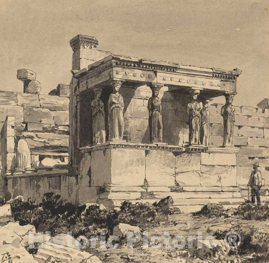 Art Print : Themistocles von Eckenbrecher, Erechtheion, 1890 - Vintage Wall Art