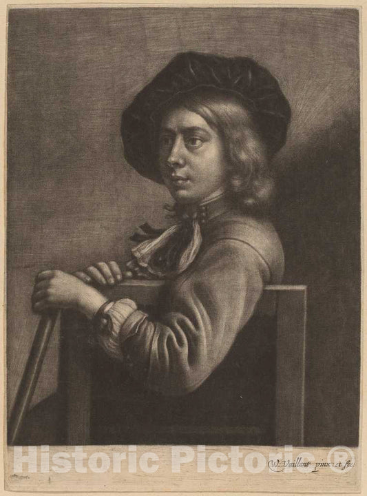 Art Print : Wallerant Vaillant, Self-Portrait - Vintage Wall Art