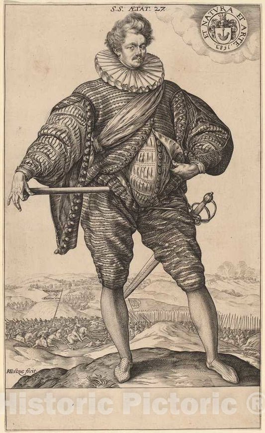 Art Print : Hendrik Goltzius, Polish Nobleman Standing (Stanislaus Sobocki at Age 27), 1583 - Vintage Wall Art