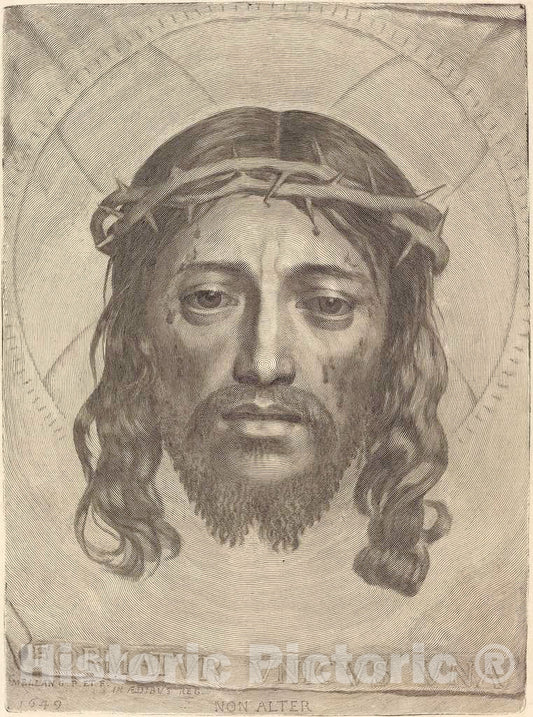 Art Print : Claude Mellan, The Sudarium of Saint Veronica, 1649 - Vintage Wall Art