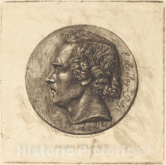 Art Print : Charles Meryon, Evariste Boulay-Paty; A Poet (from a Bronze by David d'Angers), 1861 - Vintage Wall Art