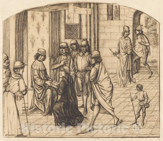 Art Print : Charles Meryon, PrÃ©sentation du ValÃ¨re Maxime au Rois Louis XI (The Printer Valerius Maximus Being Presented to King Louis XI), 1860 - Vintage Wall Art