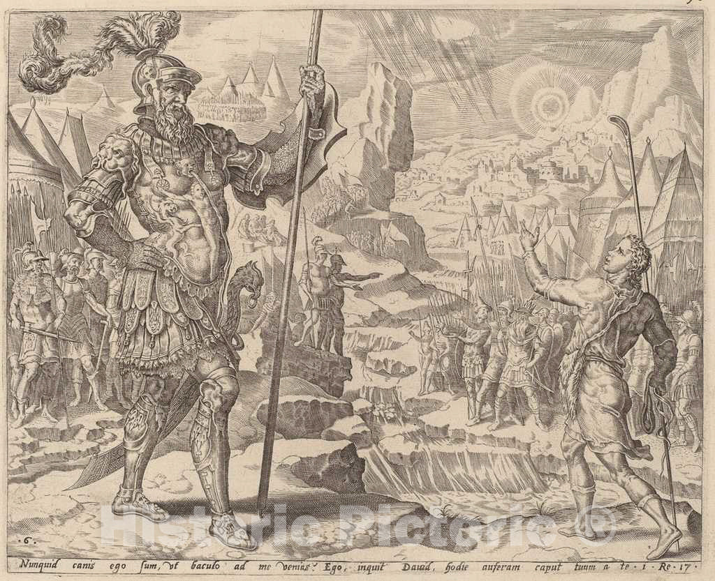 Art Print : Maerten Van Heemskerck, David Meeting Goliath, c.1556 - Vintage Wall Art