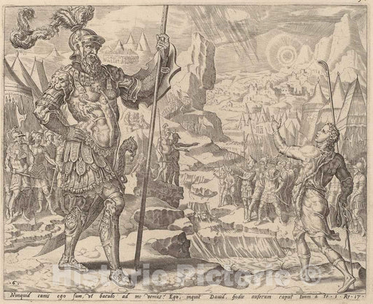 Art Print : Maerten Van Heemskerck, David Meeting Goliath, c.1556 - Vintage Wall Art