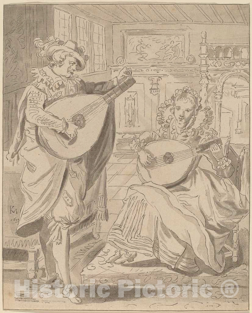 Art Print : Amstel and Schreuder After Mander, Musical Company, 1772 - Vintage Wall Art
