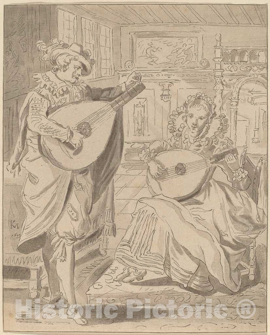 Art Print : Amstel and Schreuder After Mander, Musical Company, 1772 - Vintage Wall Art