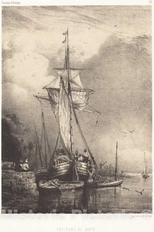 Art Print : Paul Huet, Near Rouen (Environs de Rouen) - Vintage Wall Art