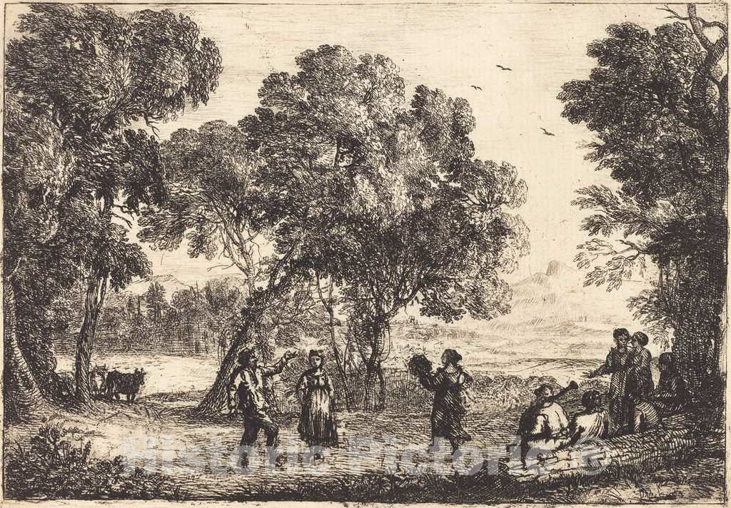 Art Print : Claude Lorrain, The Country Dance (Small Plate) (La Danse Sous les arbres), c. 1637 - Vintage Wall Art