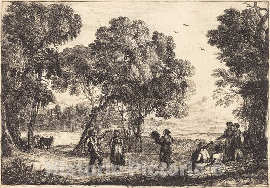 Art Print : Claude Lorrain, The Country Dance (Small Plate) (La Danse Sous les arbres), c. 1637 - Vintage Wall Art