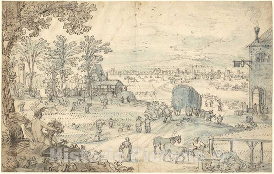Art Print : Lodewyk Toeput, Summer Harvest in an Extensive Landscape - Vintage Wall Art