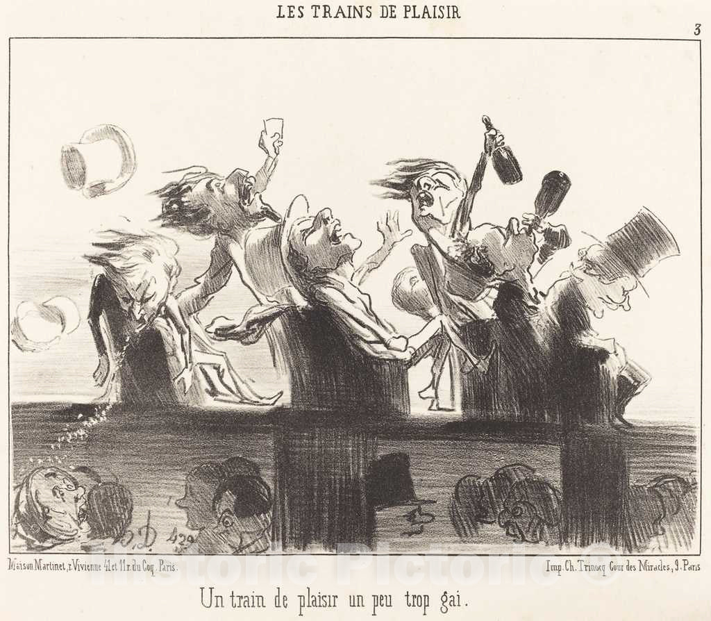 Art Print : HonorÃ© Daumier, Un Train de plaisir un peu trop GAI, 1852 - Vintage Wall Art