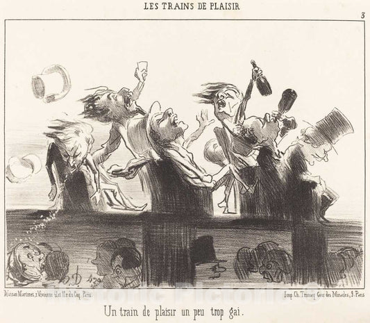 Art Print : HonorÃ© Daumier, Un Train de plaisir un peu trop GAI, 1852 - Vintage Wall Art