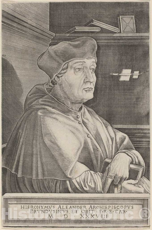 Art Print : Agostino dei Musi, Hieronymus Alexander, Archbishop of Brindisi, 1536 - Vintage Wall Art