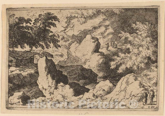 Art Print : Allart Van Everdingen, Three Men on a Rock, c.1651 - Vintage Wall Art