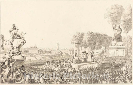 Art Print : Duclos After Monnet, Journee du 16 octobre 1793, la Morte de Marie-Antoinette, 1794 - Vintage Wall Art