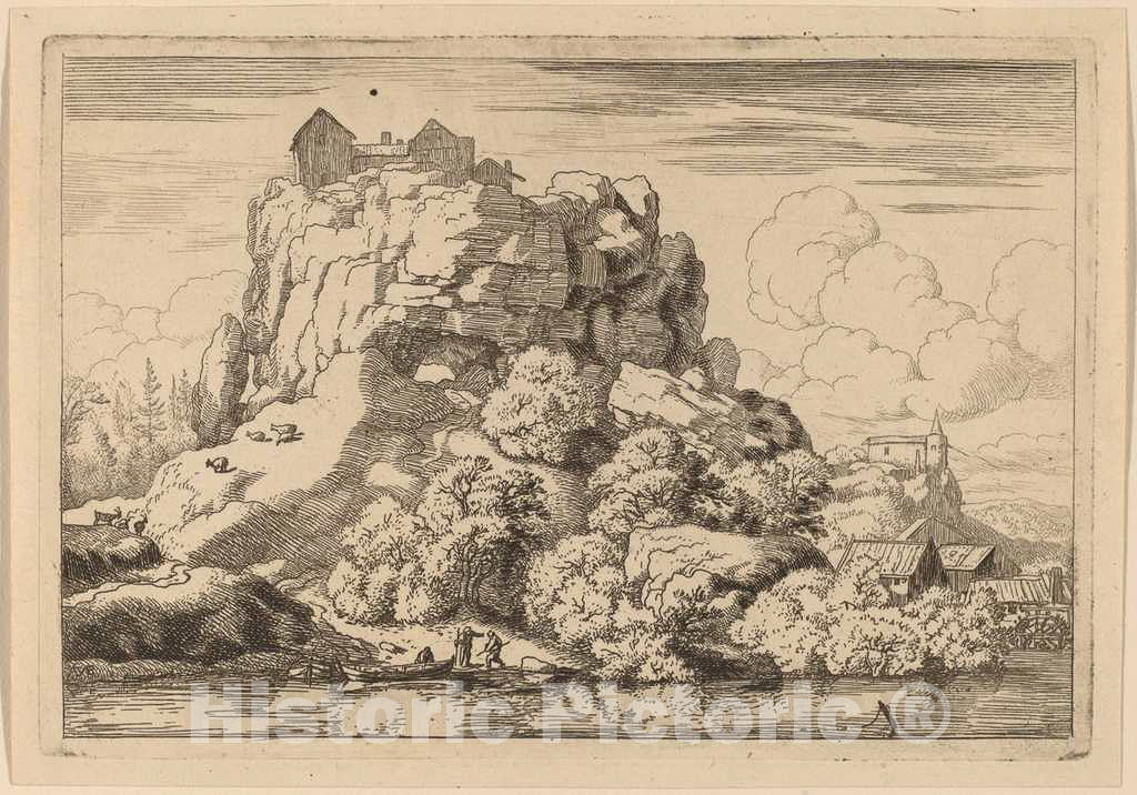 Art Print : Allart Van Everdingen, River at The Foot of a High Rock, c.1651 - Vintage Wall Art