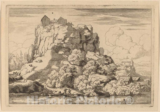Art Print : Allart Van Everdingen, River at The Foot of a High Rock, c.1651 - Vintage Wall Art