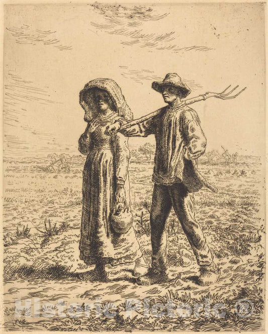 Art Print : FranÃ§ois Millet, Departure for Work (Le Depart Pour le Travail), 1863 - Vintage Wall Art