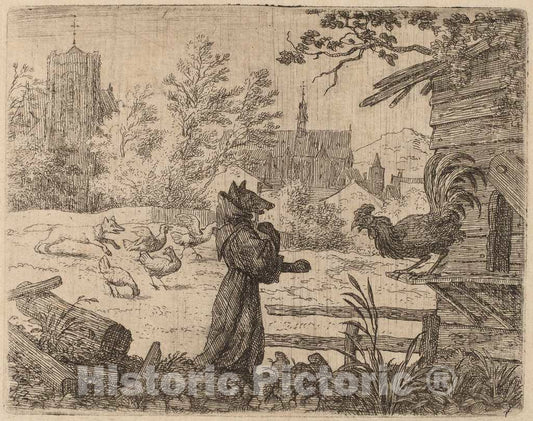 Art Print : Allart Van Everdingen, Reynard Disguised as a Monk, c.1651 - Vintage Wall Art