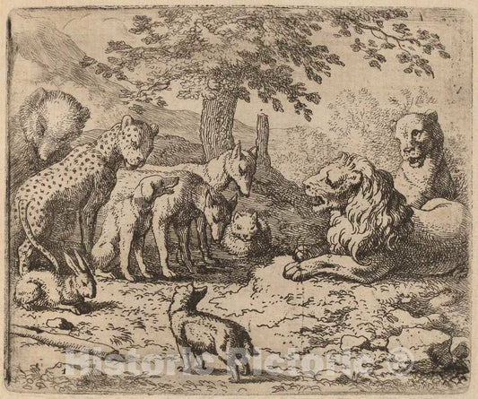 Art Print : Allart Van Everdingen, The Lion Seeks Advice, c.1651 - Vintage Wall Art