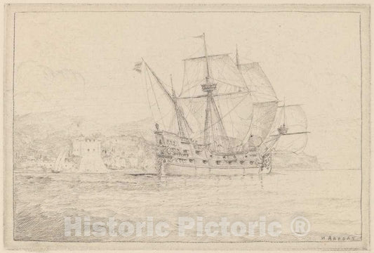 Art Print : N. Artsay, Ship Under Sail - Vintage Wall Art