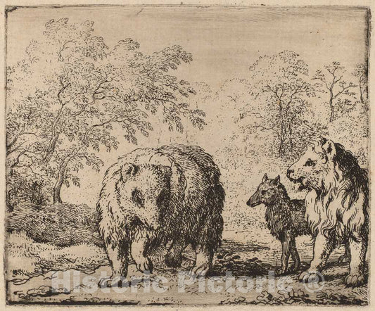 Art Print : Allart Van Everdingen, The Lion Frees The Bear and The Wolf, c.1651 - Vintage Wall Art
