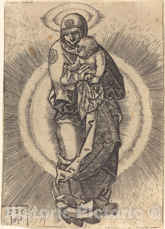 Art Print : Sebald Beham, Madonna on The Half Moon, 1520 - Vintage Wall Art