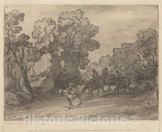Art Print : Thomas Gainsborough, Wooded Landscape with Riders, mid 1780s - Vintage Wall Art