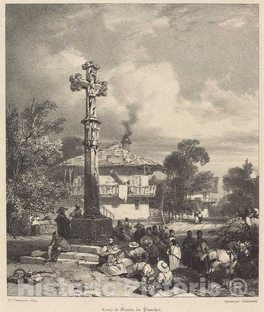 Art Print : Richard Parkes Bonington, Croix de Moulin-les-Planches, 1827 - Vintage Wall Art