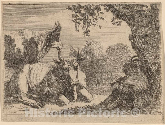 Art Print : Herman Van Swanevelt, Cows - Vintage Wall Art
