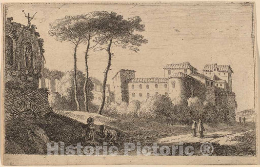 Art Print : Herman Van Swanevelt, View of The Church Quattro Santi Coronati - Vintage Wall Art