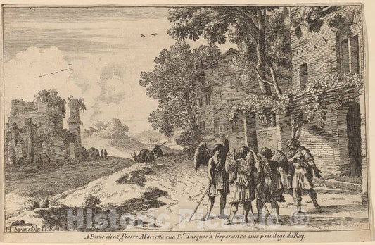 Art Print : Herman Van Swanevelt, Abraham and The Three Angels - Vintage Wall Art