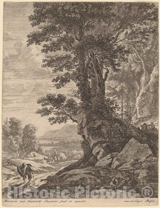 Art Print : Herman Van Swanevelt, A Group of Trees - Vintage Wall Art