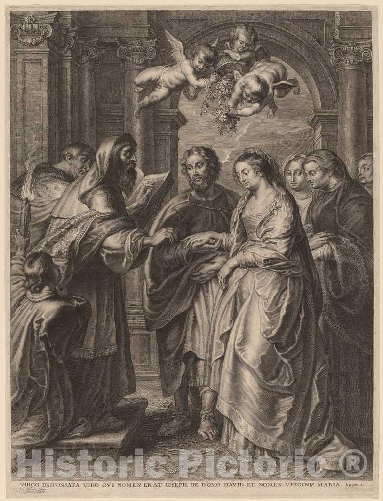 Art Print : Bolswert After Rubens, The Marriage of The Virgin - Vintage Wall Art