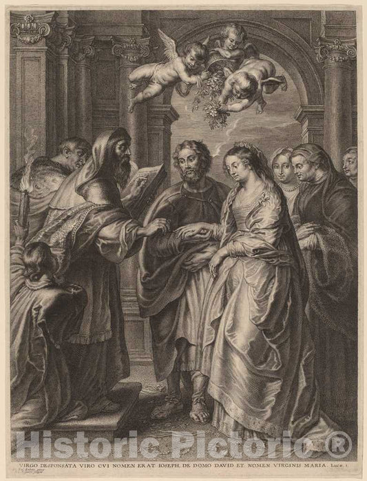Art Print : Bolswert After Rubens, The Marriage of The Virgin - Vintage Wall Art