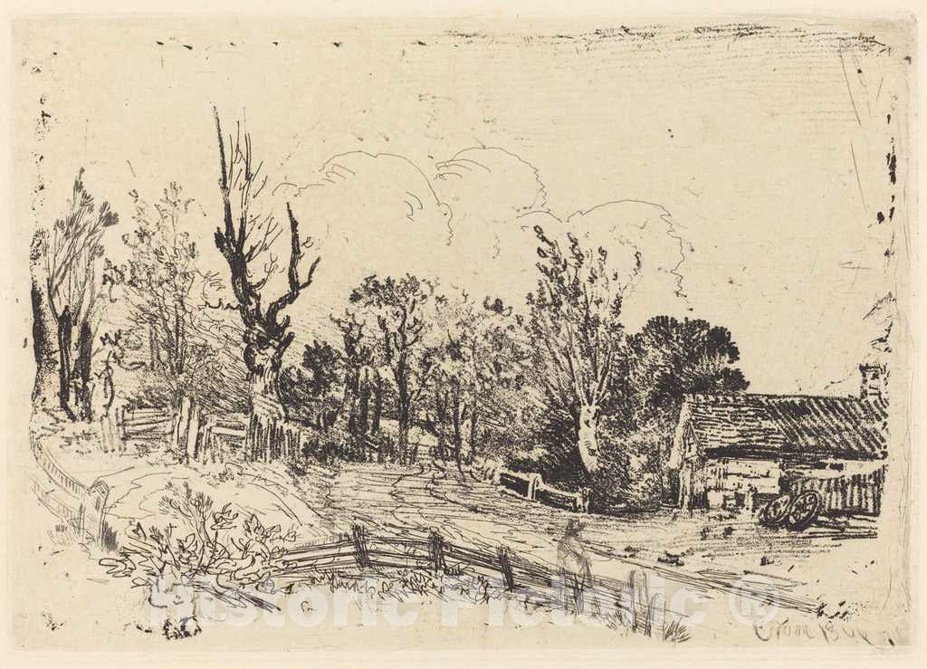 Art Print : John Crome, Road with a Farmhouse on The Right, 1806 - Vintage Wall Art