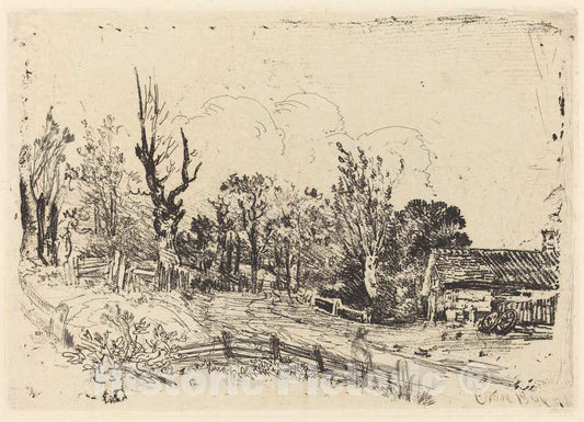 Art Print : John Crome, Road with a Farmhouse on The Right, 1806 - Vintage Wall Art