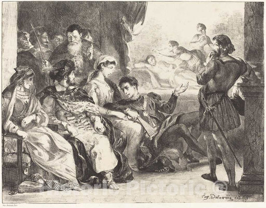 Art Print : EugÃ¨ne Delacroix, Players Enacting The Poisoning of Hamlet's Father (Act III, Scne II), 1835 - Vintage Wall Art