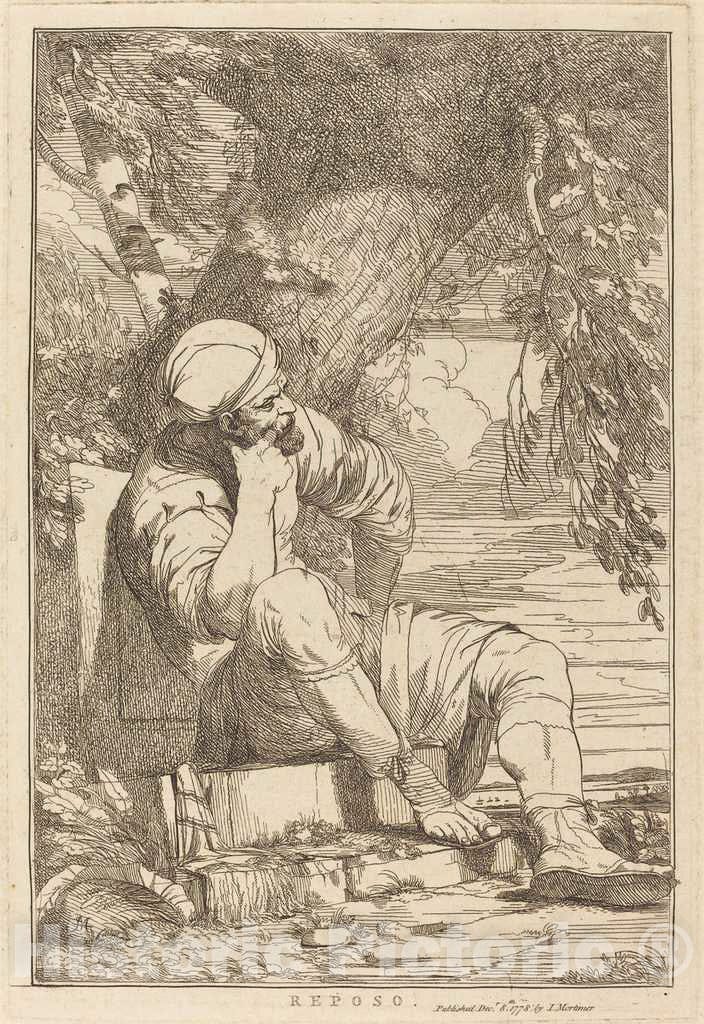 Art Print : John Hamilton Mortimer, Reposo, 1778 - Vintage Wall Art