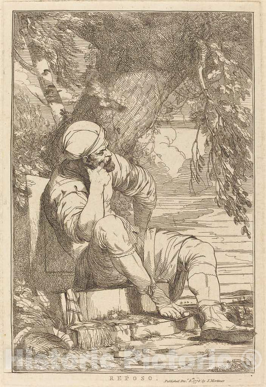 Art Print : John Hamilton Mortimer, Reposo, 1778 - Vintage Wall Art