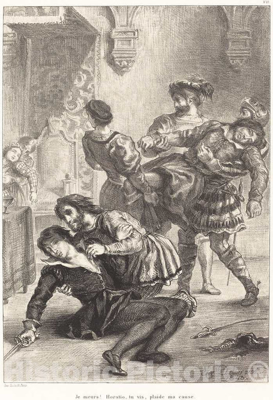Art Print : EugÃ¨ne Delacroix, The Death of Hamlet (Act V, Scene II), 1843 - Vintage Wall Art