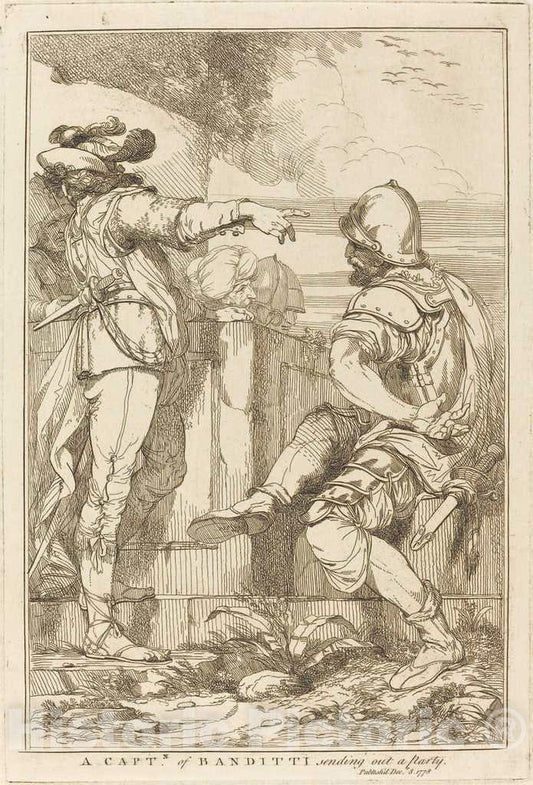 Art Print : John Hamilton Mortimer, A Captn of Banditti Sending Out a Party, 1778 - Vintage Wall Art