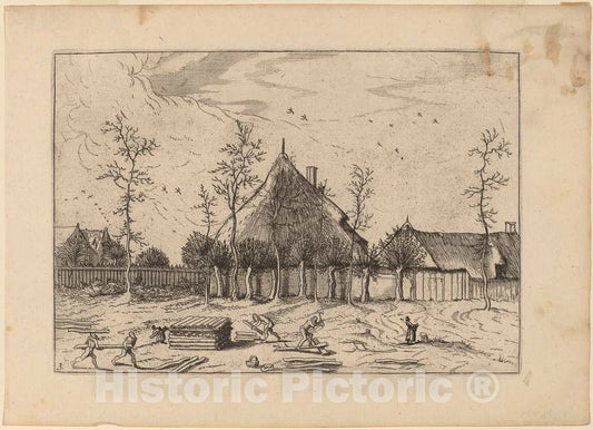 Art Print : Johannes and Lucas Van Doetechum, Farm, in or Before 1676 - Vintage Wall Art